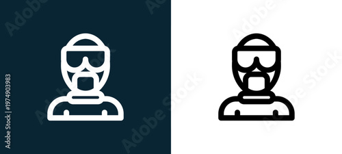 Two-color hazmat outline icon pair in black and white, editable stroke vector illustration for web, mobile apps, UI design, branding, and print from Coronavirus