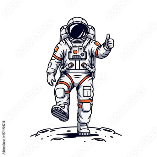 An astronaut in a spacesuit giving a thumbs up on the moon's surface