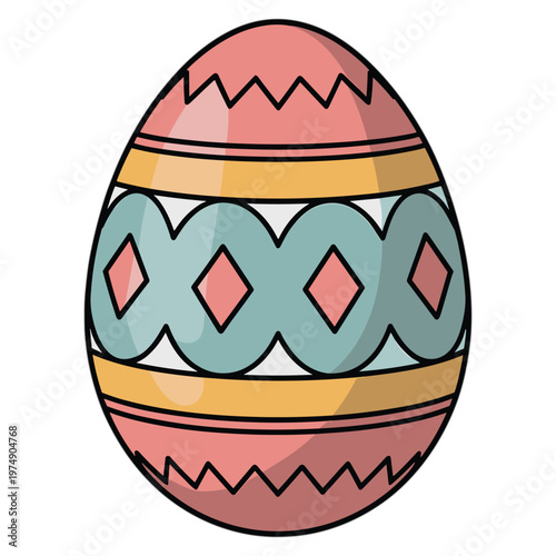 Easter egg geometric pattern flat vector illustration