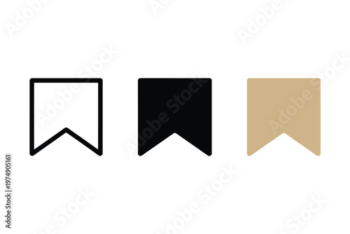 A simple illustration showcasing three flag shaped bookmarks in varying colors and styles high quality professional