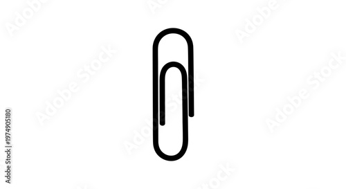 Simple Black Paperclip Icon Isolated on White Background - Office Supply