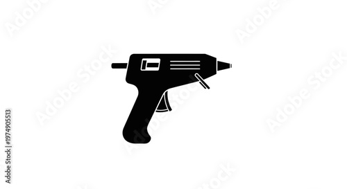 Black silhouette of a glue gun isolated on white background, crafting tool icon