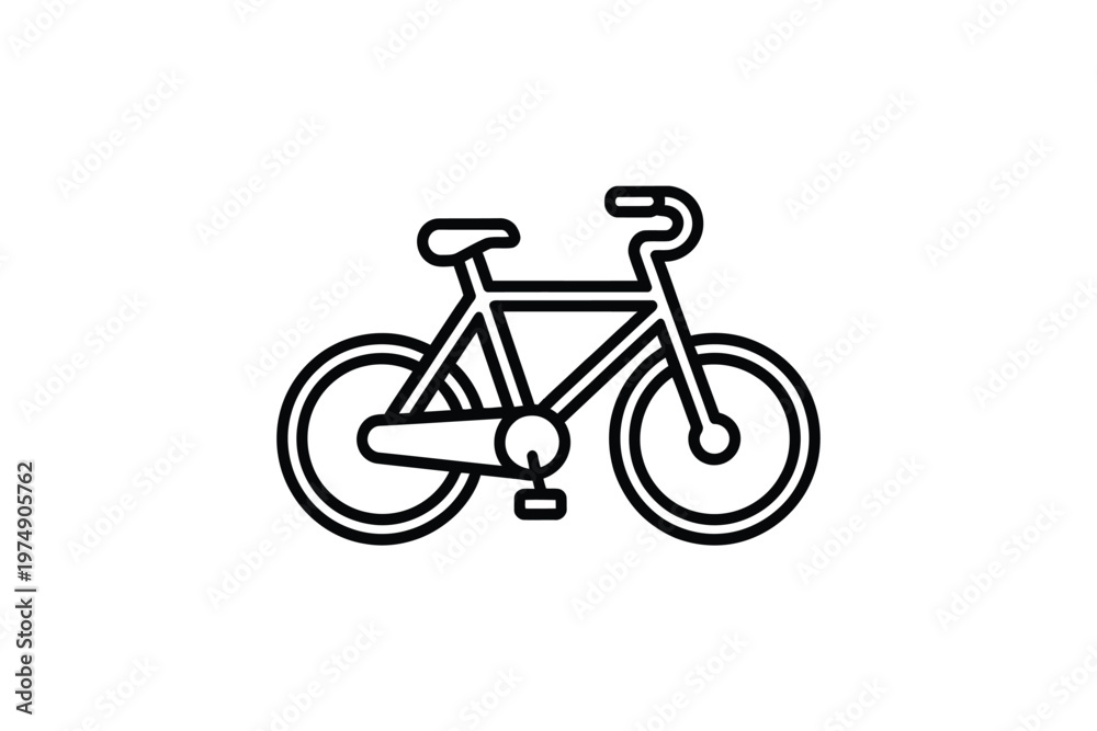Fototapeta premium A simple black and white line drawing depicts a classic bicycle with visible wheels and handlebars