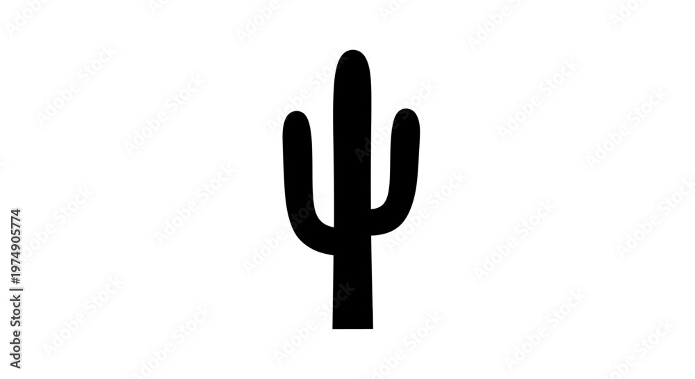 Obraz premium Silhouette Saguaro Cactus Icon on White Background