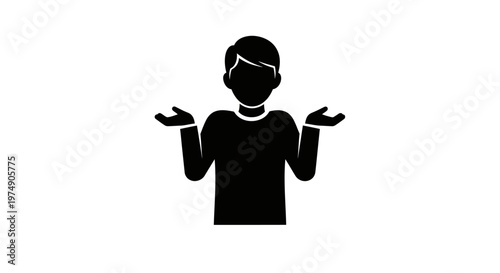 Person Shrugging Shoulders Silhouette - I Don't Know Gesture