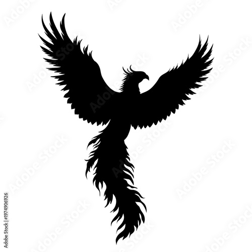 Phoenix bird silhouette, firebird, vector