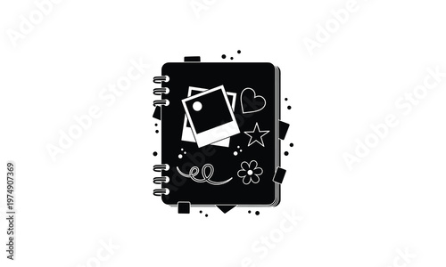 Creative sketchbook with decorative elements and a photo on the cover