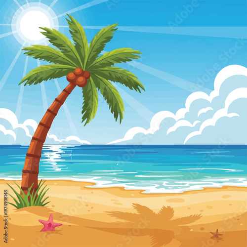 Palm Tree Beach Vacation Scene Commercial