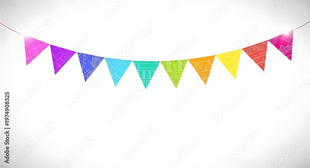 Fototapeta premium colorful triangular bunting flags vector illustration