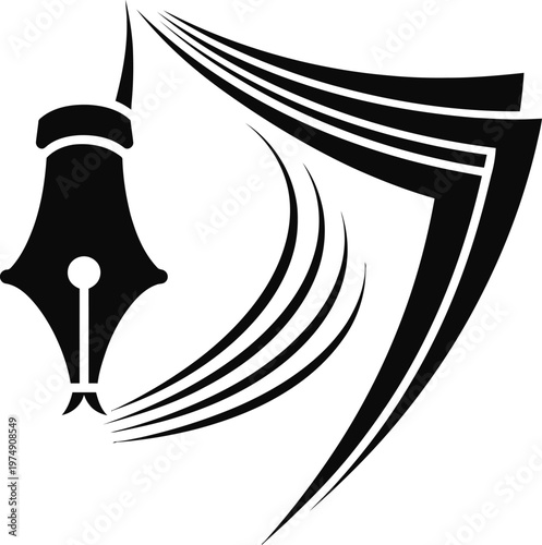 vector silhouette of pen nib touching paper