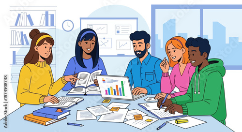 Diverse group of people in meeting.