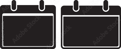 Two black and white blank calendar silhouettes with rings reminder and schedule planner interface icon concept white background calendar schedule reminder appointment deadline organizer