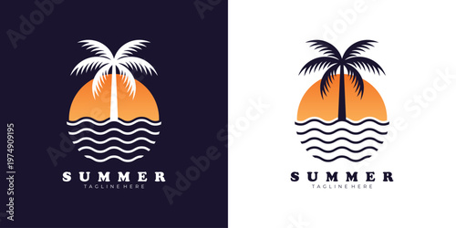 Minimalist tropical palm tree logo design