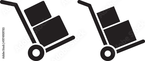 Hand truck with stacked boxes industrial dolly for moving packages delivery shipping logistics operations supply chain push cart delivery logistics shipping transport warehouse industry