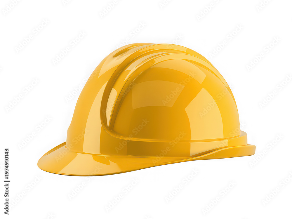 Fototapeta premium Yellow hard hat isolated on a transparent background safety helmet construction