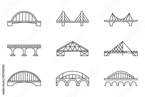 A collection of linear bridge designs showcasing various architectural styles and structural forms high quality professional
