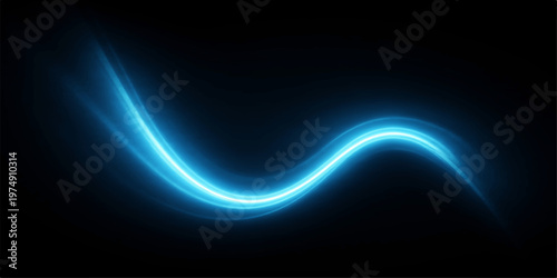 Abstract blue wave background with glowing light rays and digital energy motion design