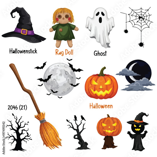 Halloween Icons Spooky Symbols Vector Graphic