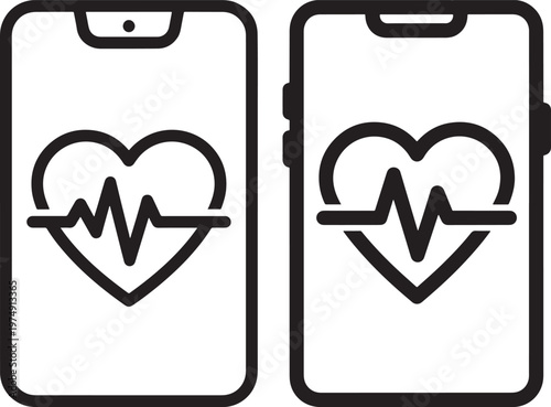 Mobile health heart rate monitoring app icon on smartphone screens for digital wellness solutions with internet of things monitoring smartphone technology electrocardiogram wellness healthcare