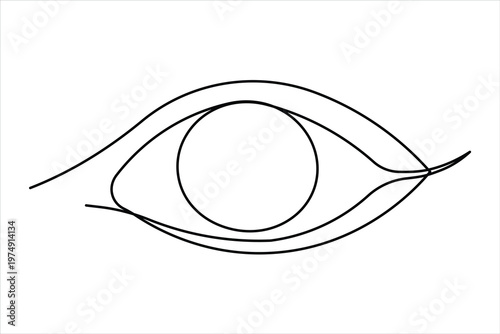 Eye continuous one line art icon for vision care perception concept