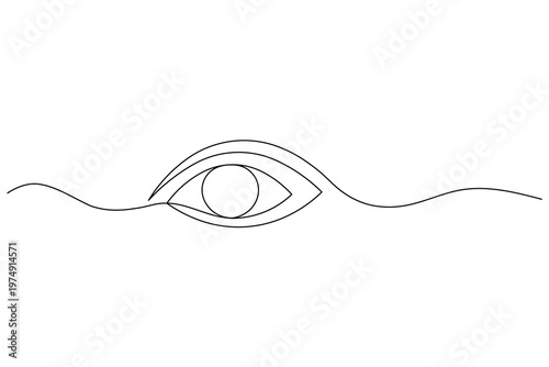 Eye continuous one line art icon for vision care perception concept