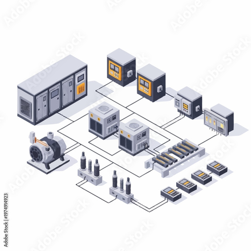 Isometric Smart Grid System for Energy Distribution and Management.