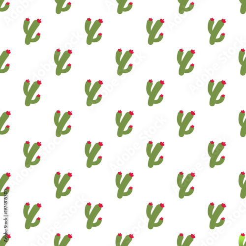 Seamless pattern of green cacti with red tops for Cinco de Mayo celebrations