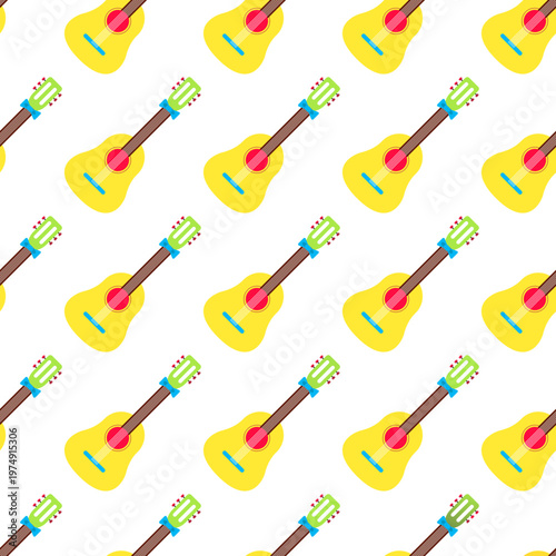 Isolated acoustic guitars create a festive pattern for Cinco de Mayo celebrations