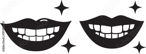 Smiling mouths with sparkling white teeth dental health and whitening concept oral hygiene whitening dentistry protection cosmetic healthcare stomatology professional treatment illustration