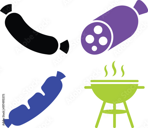 Colorful sausages ready for a delightful barbecue feast