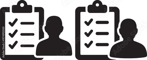 Checklists with completed tasks and person silhouettes project management and user profile assessment concept checklist silhouette completed assessment document achievement business selection
