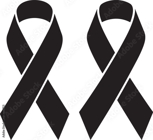 Black awareness or mourning ribbons - symbol for remembrance support solidarity for various causes mental health victim support awareness mourning remembrance solidarity memorial