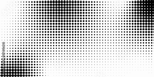Halftone faded gradient texture. Grunge halftone grit background. White and black sand noise wallpaper. Retro pixilated vector backdrop