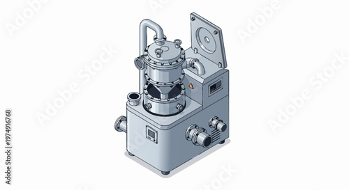 Isometric Industrial Chemical Reactor and Laboratory Processing Equipment Illustration