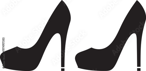 Elegant women's high heel shoes silhouette icon set with high heels footwear platform stiletto silhouette clothing accessories abstract illustration shopping boutique collection