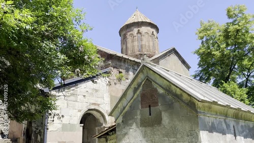 The Sapara Monastery, nestled in a forested landscape in Georgia.