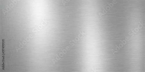 A polished silver metallic plate featuring a brushed stainless steel texture and industrial grey aluminum surface pattern with subtle shiny reflections on a sleek titanium alloy material sheet