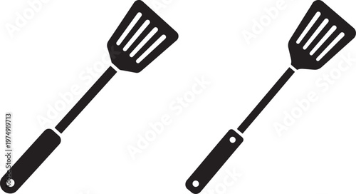 Kitchen spatula utensil silhouette icons for cooking and food preparation with white background equipment household restaurant silhouette domestic breakfast professional perforated