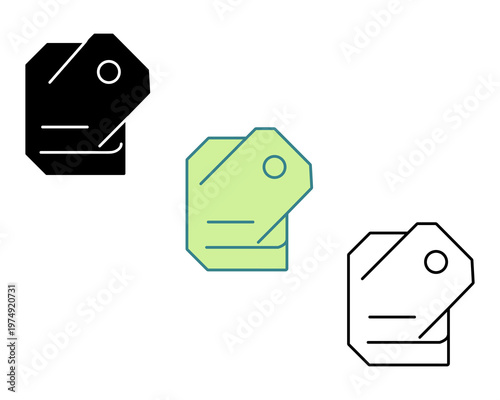 E-commerce Cash Payment Tag and Money Transaction Icon Set. silhouette, line art, two tone icon
