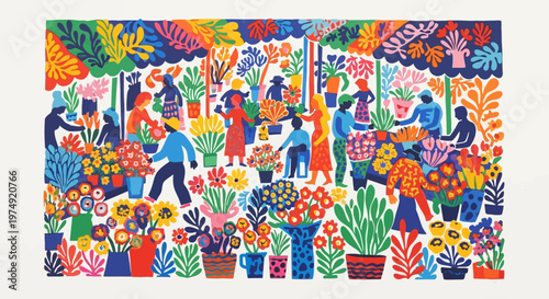 Bustling marketplace showcases a lively scene filled with vibrant.