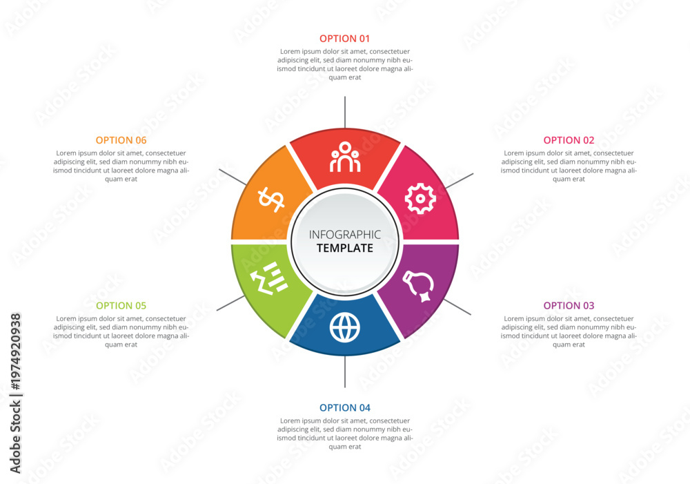 Fototapeta premium Circular Business Cycle Infographic with 6 Steps and Creative Icons Template