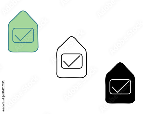 Verified COD Approved Tag and Order Confirmation Icon Set. silhouette, line art, two tone icon