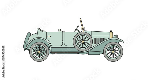 Vintage Convertible Car Side View.