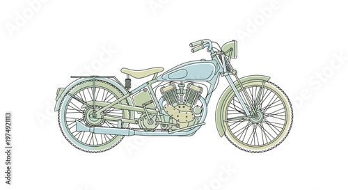Vintage motorcycle with exposed engine.