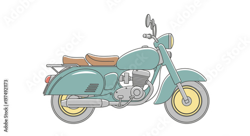 Vintage Style Teal Motorcycle Vehicle.