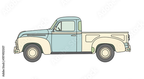 Vintage Pickup Truck Side View.