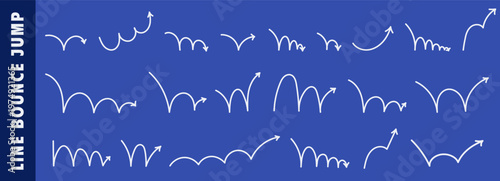 Line ball bounce and wave doodle jump with graphic arrow coil. Soccer moving tennis and aesthetic player rebound with fire vector circle. Flying line game and motion wave effect with logo doodle play.