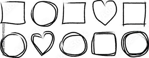 Hand drawn geometric and heart shapes a sketchbook collection