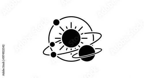 Simple solar system illustration with planets.