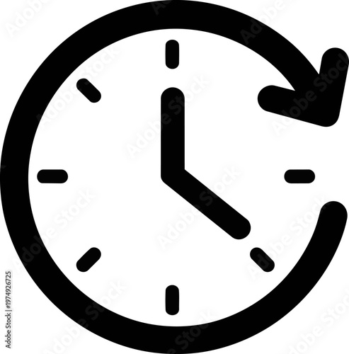 time refresh icon isolated on white background. Concept of update, reload, synchronization and time management. Minimal modern illustration for apps, websites and digital interfaces.
